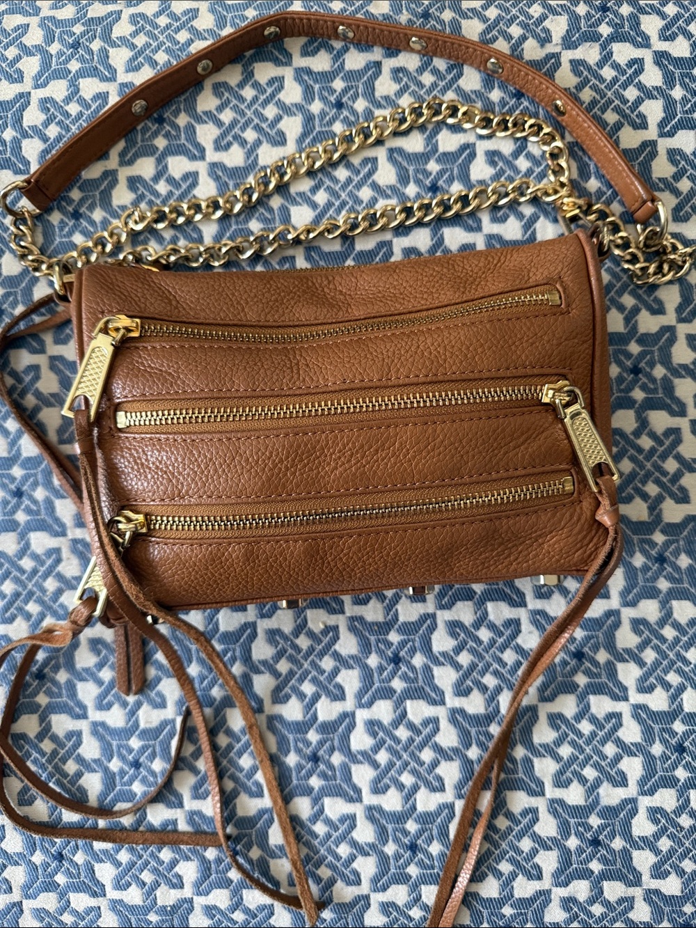 Rebecca Minkoff Multi Zip Pebbled Leather Crossbody Bag